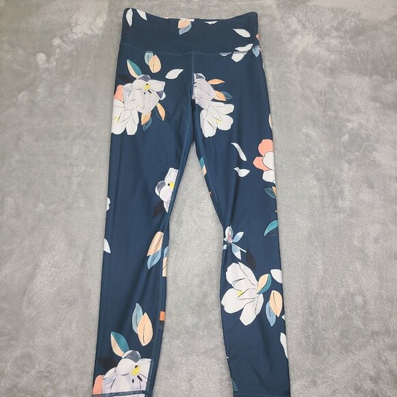 Athleta‎ Floral Elation 7/8 Small Tight Constellation Blue Multi Navy Women - Picture 1 of 8
